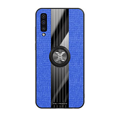 Funda Silicona Carcasa Ultrafina Goma con Magnetico Anillo de dedo Soporte X02L para Samsung Galaxy A50 Azul