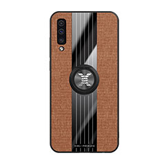 Funda Silicona Carcasa Ultrafina Goma con Magnetico Anillo de dedo Soporte X02L para Samsung Galaxy A50 Marron