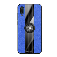 Funda Silicona Carcasa Ultrafina Goma con Magnetico Anillo de dedo Soporte X02L para Samsung Galaxy M02 Azul