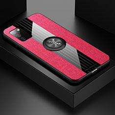Funda Silicona Carcasa Ultrafina Goma con Magnetico Anillo de dedo Soporte X02L para Samsung Galaxy M02s Rojo