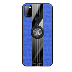 Funda Silicona Carcasa Ultrafina Goma con Magnetico Anillo de dedo Soporte X02L para Samsung Galaxy M21 Azul