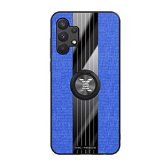 Funda Silicona Carcasa Ultrafina Goma con Magnetico Anillo de dedo Soporte X02L para Samsung Galaxy M32 5G Azul