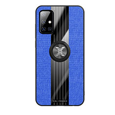 Funda Silicona Carcasa Ultrafina Goma con Magnetico Anillo de dedo Soporte X02L para Samsung Galaxy M40S Azul