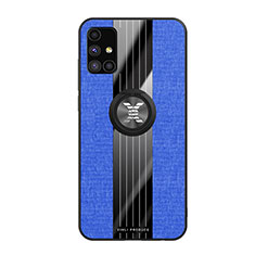Funda Silicona Carcasa Ultrafina Goma con Magnetico Anillo de dedo Soporte X02L para Samsung Galaxy M51 Azul