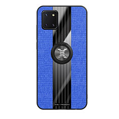 Funda Silicona Carcasa Ultrafina Goma con Magnetico Anillo de dedo Soporte X02L para Samsung Galaxy Note 10 Lite Azul