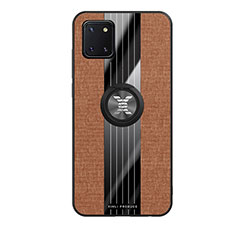 Funda Silicona Carcasa Ultrafina Goma con Magnetico Anillo de dedo Soporte X02L para Samsung Galaxy Note 10 Lite Marron