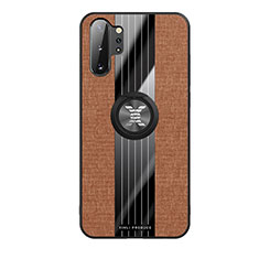 Funda Silicona Carcasa Ultrafina Goma con Magnetico Anillo de dedo Soporte X02L para Samsung Galaxy Note 10 Plus 5G Marron