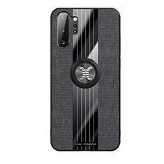 Funda Silicona Carcasa Ultrafina Goma con Magnetico Anillo de dedo Soporte X02L para Samsung Galaxy Note 10 Plus 5G Negro