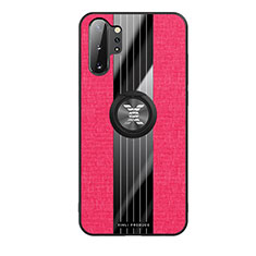 Funda Silicona Carcasa Ultrafina Goma con Magnetico Anillo de dedo Soporte X02L para Samsung Galaxy Note 10 Plus 5G Rojo