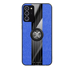 Funda Silicona Carcasa Ultrafina Goma con Magnetico Anillo de dedo Soporte X02L para Samsung Galaxy Note 20 5G Azul