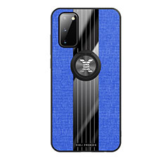 Funda Silicona Carcasa Ultrafina Goma con Magnetico Anillo de dedo Soporte X02L para Samsung Galaxy S20 5G Azul