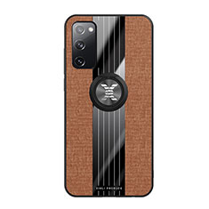 Funda Silicona Carcasa Ultrafina Goma con Magnetico Anillo de dedo Soporte X02L para Samsung Galaxy S20 FE (2022) 5G Marron