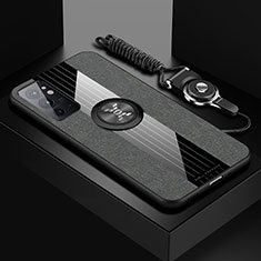 Funda Silicona Carcasa Ultrafina Goma con Magnetico Anillo de dedo Soporte X03L para OnePlus 9RT 5G Gris