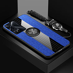 Funda Silicona Carcasa Ultrafina Goma con Magnetico Anillo de dedo Soporte X03L para Oppo A58 5G Azul