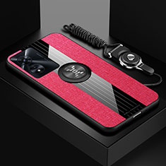 Funda Silicona Carcasa Ultrafina Goma con Magnetico Anillo de dedo Soporte X03L para Oppo A78 5G Rojo