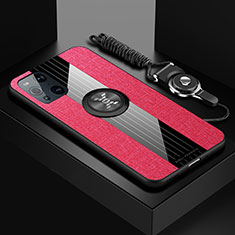Funda Silicona Carcasa Ultrafina Goma con Magnetico Anillo de dedo Soporte X03L para Oppo Find X3 Pro 5G Rojo