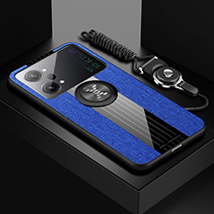 Funda Silicona Carcasa Ultrafina Goma con Magnetico Anillo de dedo Soporte X03L para Oppo K10 Pro 5G Azul
