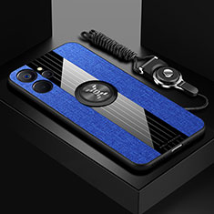 Funda Silicona Carcasa Ultrafina Goma con Magnetico Anillo de dedo Soporte X03L para Realme 10 5G Azul