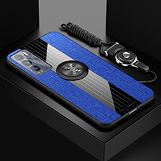 Funda Silicona Carcasa Ultrafina Goma con Magnetico Anillo de dedo Soporte X03L para Realme GT Master Explorer 5G Azul