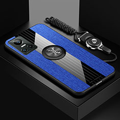 Funda Silicona Carcasa Ultrafina Goma con Magnetico Anillo de dedo Soporte X03L para Realme GT Neo3 5G Azul