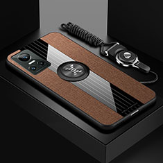 Funda Silicona Carcasa Ultrafina Goma con Magnetico Anillo de dedo Soporte X03L para Realme GT Neo3 5G Marron