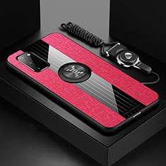 Funda Silicona Carcasa Ultrafina Goma con Magnetico Anillo de dedo Soporte X03L para Samsung Galaxy S20 5G Rojo