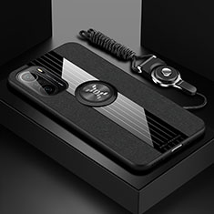 Funda Silicona Carcasa Ultrafina Goma con Magnetico Anillo de dedo Soporte X03L para Xiaomi Mi 11X Pro 5G Negro