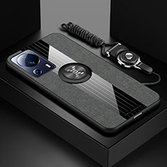 Funda Silicona Carcasa Ultrafina Goma con Magnetico Anillo de dedo Soporte X03L para Xiaomi Mi 12 Lite NE 5G Gris