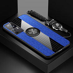 Funda Silicona Carcasa Ultrafina Goma con Magnetico Anillo de dedo Soporte X03L para Xiaomi Mi 12T 5G Azul