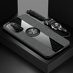 Funda Silicona Carcasa Ultrafina Goma con Magnetico Anillo de dedo Soporte X03L para Xiaomi Poco F3 5G Gris