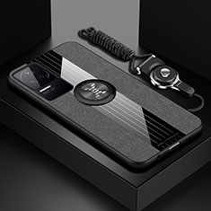 Funda Silicona Carcasa Ultrafina Goma con Magnetico Anillo de dedo Soporte X03L para Xiaomi Poco F4 5G Gris