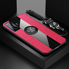 Funda Silicona Carcasa Ultrafina Goma con Magnetico Anillo de dedo Soporte X03L para Xiaomi Poco F4 GT 5G Rojo
