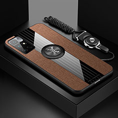 Funda Silicona Carcasa Ultrafina Goma con Magnetico Anillo de dedo Soporte X03L para Xiaomi Redmi 10 4G Marron