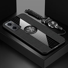 Funda Silicona Carcasa Ultrafina Goma con Magnetico Anillo de dedo Soporte X03L para Xiaomi Redmi 10 5G Negro