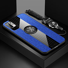 Funda Silicona Carcasa Ultrafina Goma con Magnetico Anillo de dedo Soporte X03L para Xiaomi Redmi Note 10 5G Azul