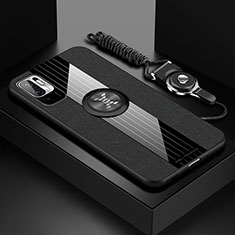 Funda Silicona Carcasa Ultrafina Goma con Magnetico Anillo de dedo Soporte X03L para Xiaomi Redmi Note 10 5G Negro