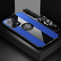 Funda Silicona Carcasa Ultrafina Goma con Magnetico Anillo de dedo Soporte X03L para Xiaomi Redmi Note 12 Pro 5G Azul