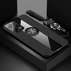 Funda Silicona Carcasa Ultrafina Goma con Magnetico Anillo de dedo Soporte X03L para Xiaomi Redmi Note 12 Pro 5G Negro