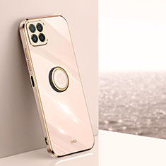 Funda Silicona Carcasa Ultrafina Goma con Magnetico Anillo de dedo Soporte XL1 para Huawei Honor 70 Lite 5G Oro Rosa