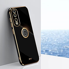 Funda Silicona Carcasa Ultrafina Goma con Magnetico Anillo de dedo Soporte XL1 para Huawei Honor 80 Pro 5G Negro