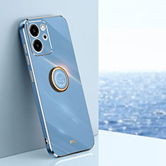 Funda Silicona Carcasa Ultrafina Goma con Magnetico Anillo de dedo Soporte XL1 para Huawei Honor 80 SE 5G Azul
