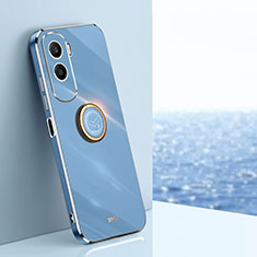 Funda Silicona Carcasa Ultrafina Goma con Magnetico Anillo de dedo Soporte XL1 para Huawei Honor 90 Lite 5G Azul