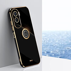Funda Silicona Carcasa Ultrafina Goma con Magnetico Anillo de dedo Soporte XL1 para Huawei Honor 90 Lite 5G Negro