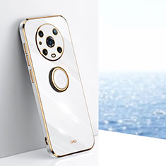 Funda Silicona Carcasa Ultrafina Goma con Magnetico Anillo de dedo Soporte XL1 para Huawei Honor Magic4 Pro 5G Blanco