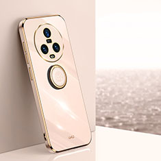 Funda Silicona Carcasa Ultrafina Goma con Magnetico Anillo de dedo Soporte XL1 para Huawei Honor Magic5 5G Oro Rosa