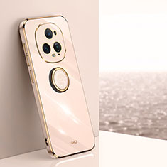 Funda Silicona Carcasa Ultrafina Goma con Magnetico Anillo de dedo Soporte XL1 para Huawei Honor Magic5 Ultimate 5G Oro Rosa