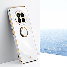 Funda Silicona Carcasa Ultrafina Goma con Magnetico Anillo de dedo Soporte XL1 para Huawei Mate 50E Blanco