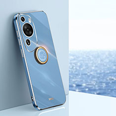 Funda Silicona Carcasa Ultrafina Goma con Magnetico Anillo de dedo Soporte XL1 para Huawei P60 Art Azul