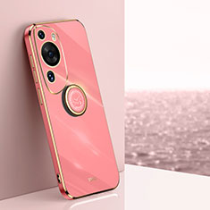Funda Silicona Carcasa Ultrafina Goma con Magnetico Anillo de dedo Soporte XL1 para Huawei P60 Art Rosa Roja