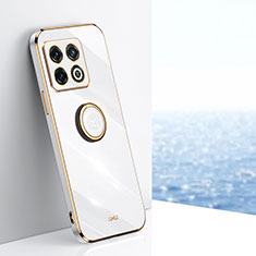 Funda Silicona Carcasa Ultrafina Goma con Magnetico Anillo de dedo Soporte XL1 para OnePlus 10 Pro 5G Blanco